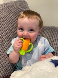 ezra with a carrot teether